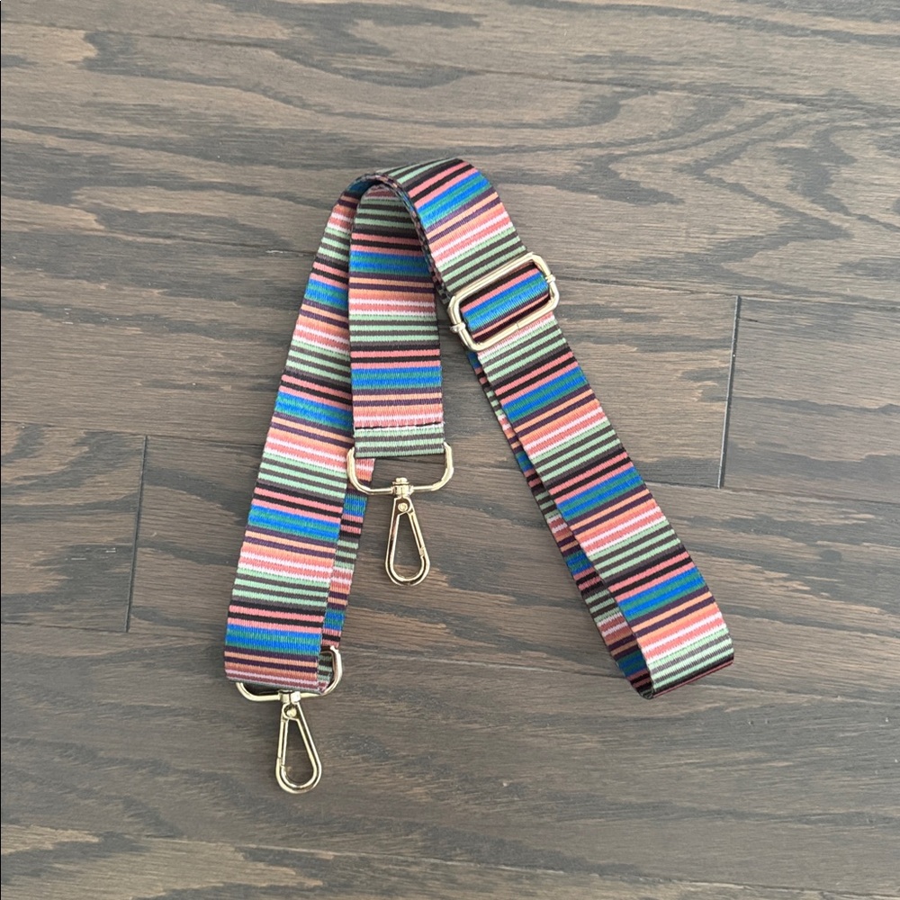 No Brand Purse Bag Strap Adjustable Striped Retro Brass Hooks